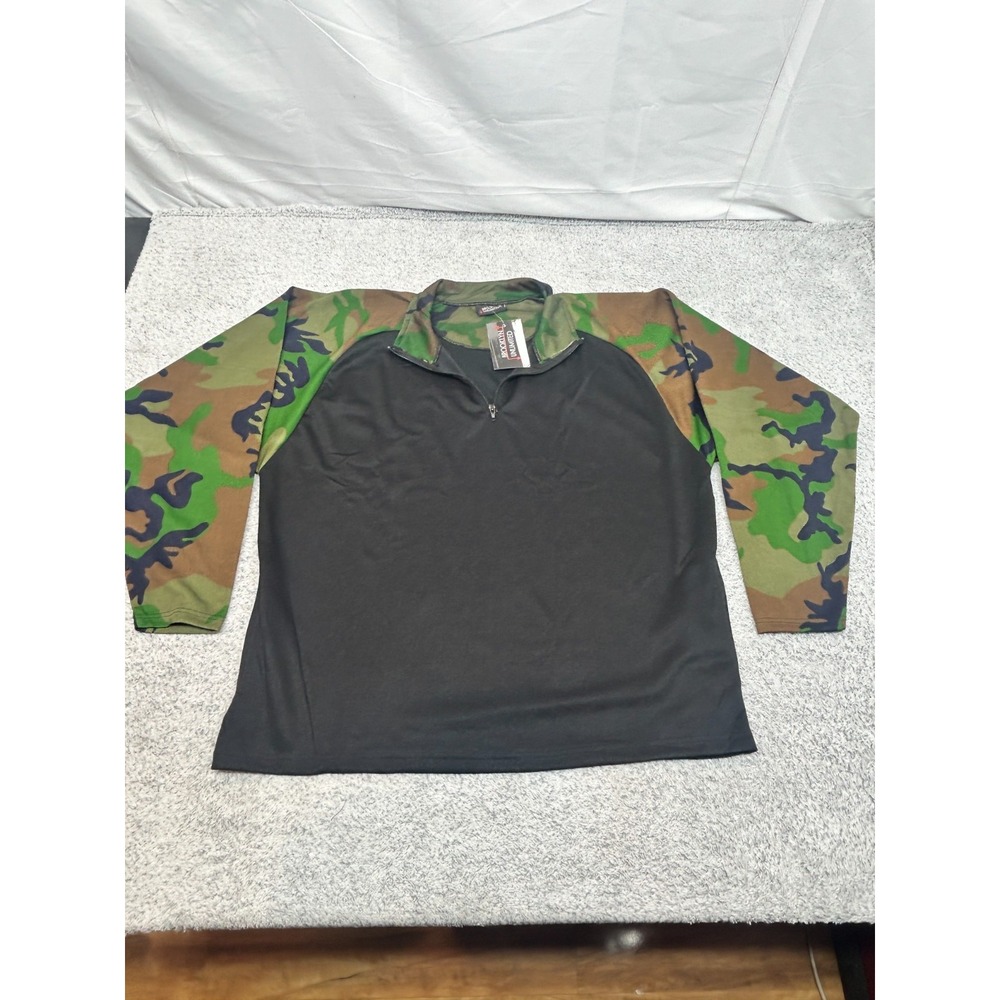 Brooklyn Unlimited XL Quarter‎ Zip Pullover Black Camo Tactical Streetwear NWT